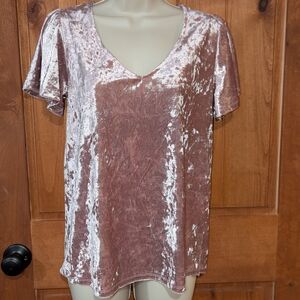 Gibsonlook Velvet‎ V-Neck Top - Pink